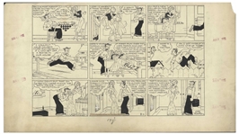 Chic Young Hand-Drawn Blondie Sunday Comic Strip From 1935 -- A Hot Summer Night Party Puts Dagwood in a Tailspin